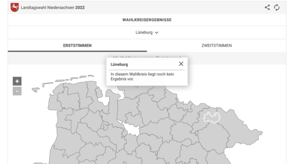 Bildschirmfoto zur Landtagswahl 2022