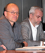 Links im Bild Günter Lenz. Rechts neben ihm Garrelt Duin