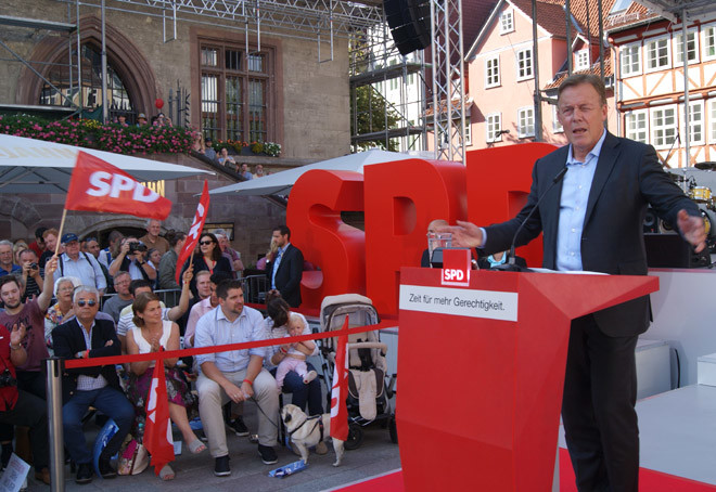 Thomas Oppermann freute sich sehr über den Besuch von Kanzlerkandidat Martin Schulz in seinem Wahlkreis Göttingen.